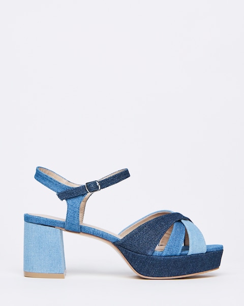 Francine Strap Detail Block Heel Platform Sandal - Extra Wide Fit (EEE)
