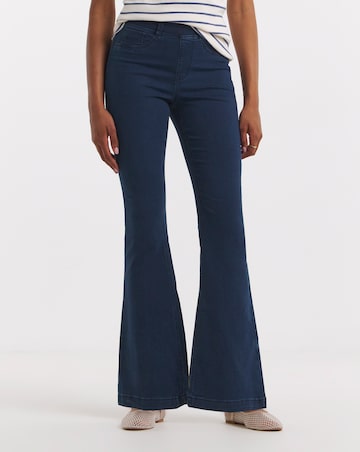 Simply Be Womens Stretch Flared Pull On Jeggings - Dark Blue