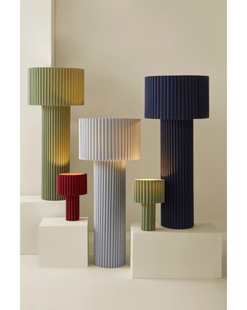 ValueLights Lenny Moss Green Ribbed Fabric Table Lamp