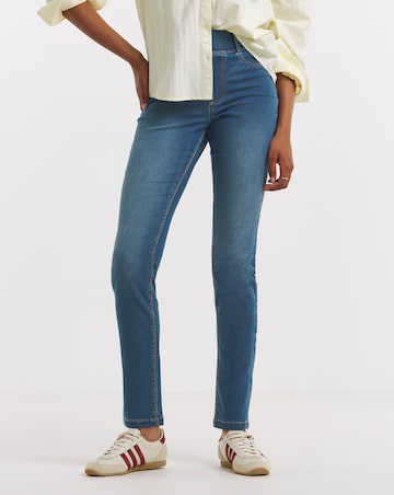 Mid Wash Stretch Slim Pull On Jeggings