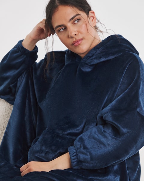 Pretty Secrets Plush Fleece Oversized Hooded Lounge Dress With Elasticated Cuffs