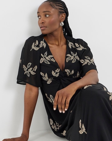 Maya Deluxe Twist Front Embellished Maxi Dress