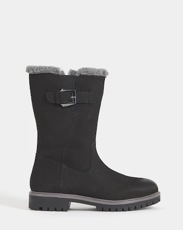 Maryse Faux Fur Trim Flat Calf Boots - Wide Fit (E)