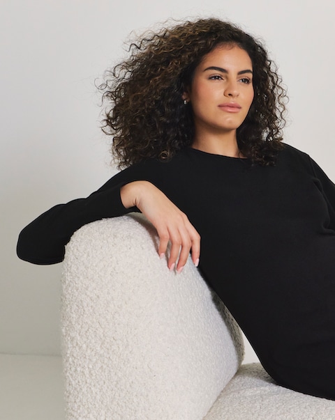 Pretty Secrets Thermal Brushed Fleece Long Sleeve Top Black