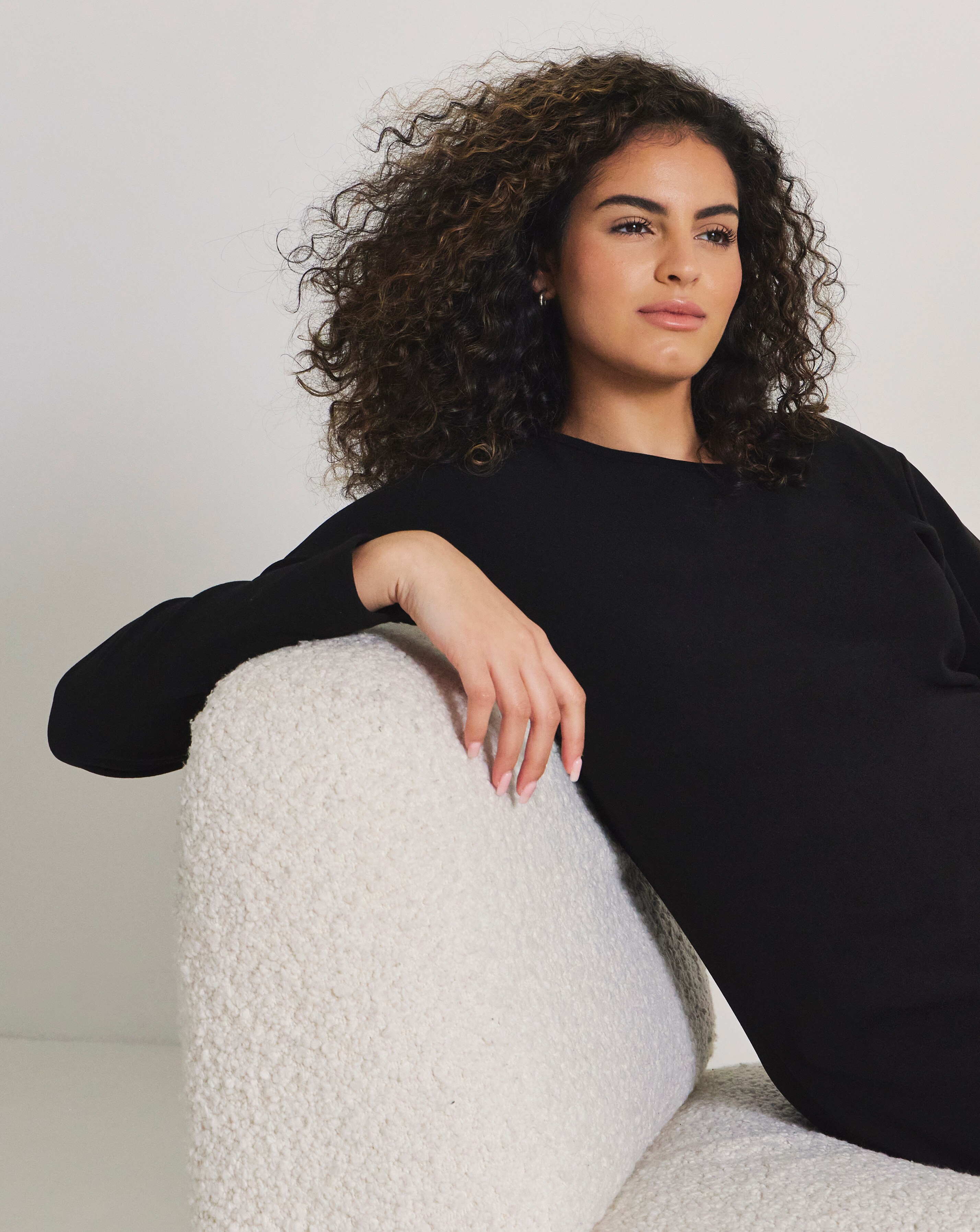 Pretty Secrets Thermal Brushed Fleece Long Sleeve Top Black