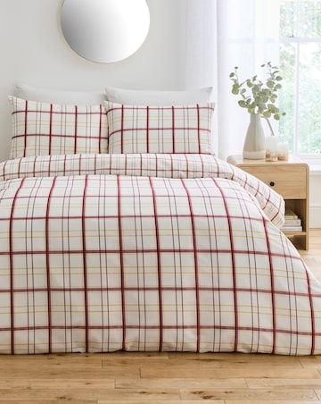 Painted Check Cotton Blend Reversible Duvet Cover Set