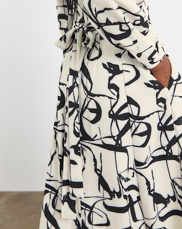 Joanna Hope Ivory Print Tie Waist Shirt Dress