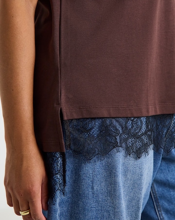 Simply Be Black And Brown Lace 2 in 1 T-Shirt
