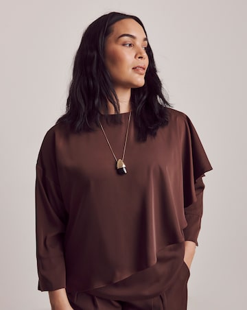 Julipa Chocolate Satin Cape Blouse
