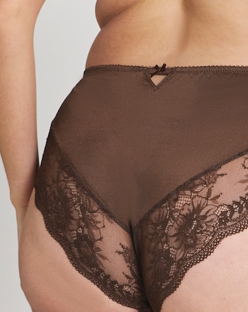 Pretty Secrets Floral Lace Brief Knickers Chocolate