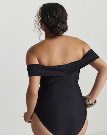 Figleaves Icon Textured Bardot Swimsuit