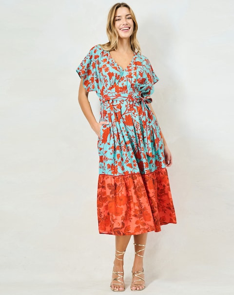 Hope & Ivy Marium Cotton Pleated Midaxi Dress