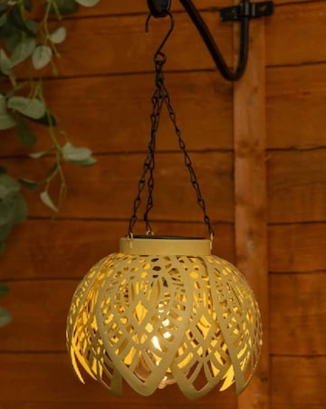 ValueLights Artichoke Yellow Solar Powered Outdoor Garden Hanging Lantern Light