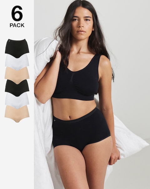 Sloggi (6 Pack) Basic Maxi Cotton Knickers White/Black/Skin