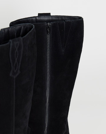 Carly Suede Knee High Western Boots - Wide Fit (E) & Curvy Calf