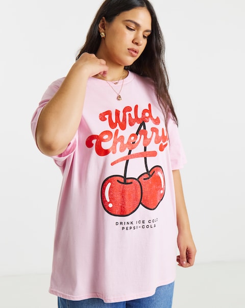 Simply Be Baby Pink Cherry Pepsi License T-Shirt