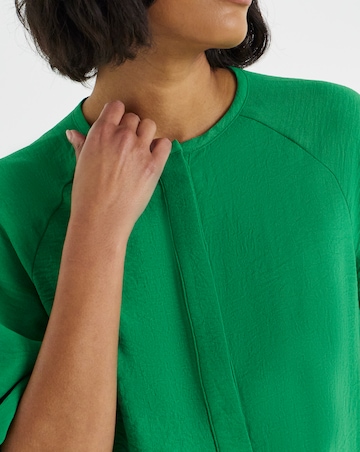 Simply Be Green Bubble Sleeve Cinch Waist Top