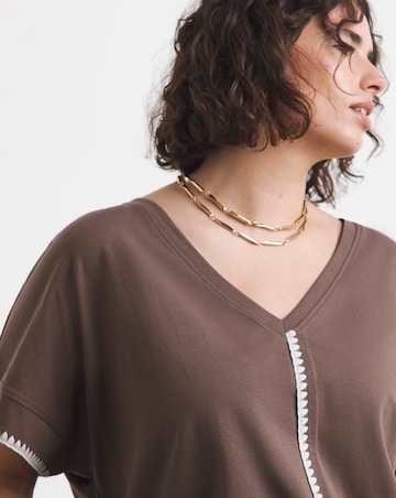 Simply Be Chocolate Whipstitch T-Shirt