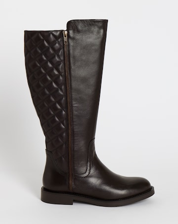Michelle Leather Knee High Riding Boots - Wide Fit (E) & Curvy Calf