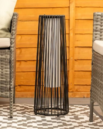 ValueLights Large Black Rattan Solar Powered Outdoor Garden Lantern Floor Lamp