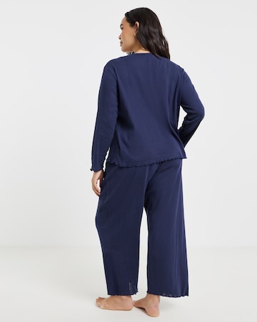 Pretty Secrets Cotton Pointelle Rib Pyjama Set Navy