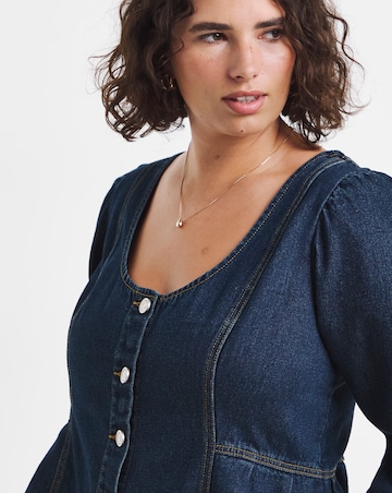 Simply Be Indigo Denim Peplum Top