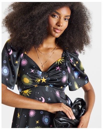 Twisted Wunder Cordella Star & Moon Print Woven Satin Mini Dress
