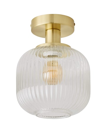 ValueLights Calpe Clear Glass Flush Ceiling Light