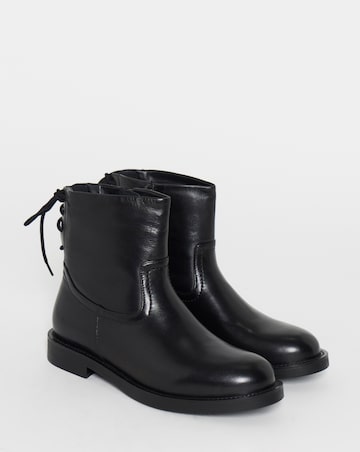 Jasmin Leather Flat Ankle Boots - Wide Fit (E)