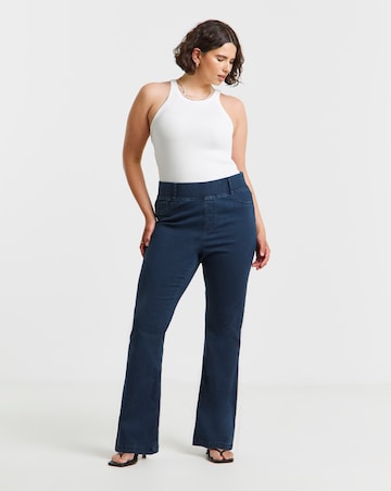 Simply Be Womens Stretch Flared Pull On Jeggings - Dark Blue