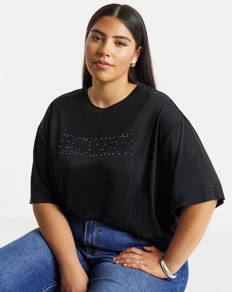 Black Lover Studded Modal T-Shirt
