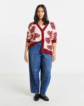 Heart Design Boyfriend Cardigan