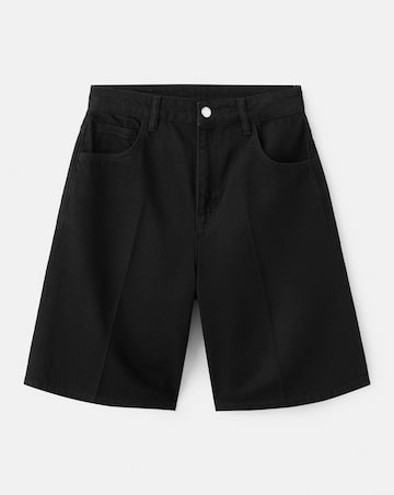 Mango High-Waist Straight-Fit Denim Shorts