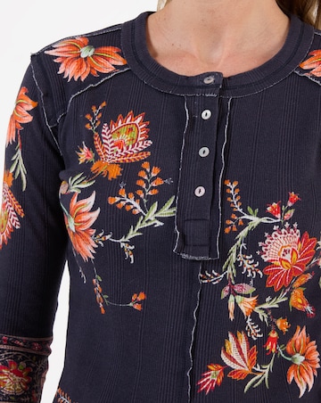 Joe Browns Alice Printed Ribbed Henley Top