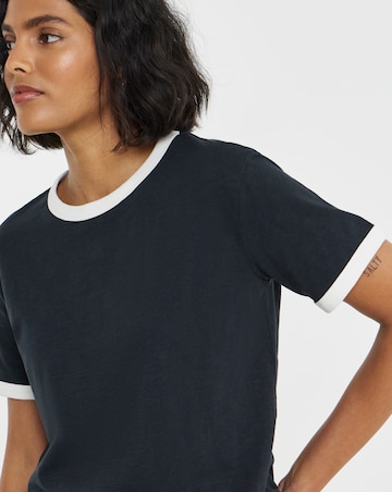 Black And White Short Sleeve Ringer T-Shirt