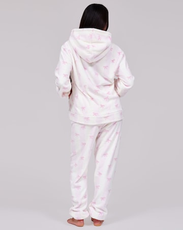 Loungeable Striped Bow Luxury Fleece Hoodie and Jogger Lounge Set