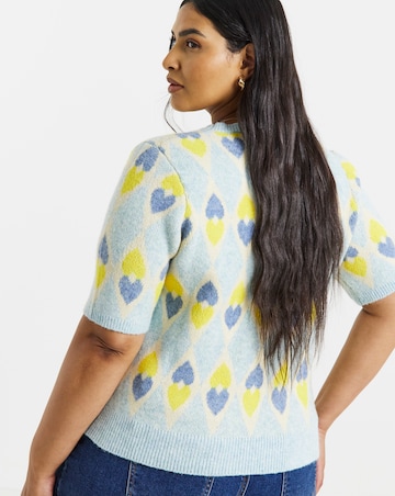 Heart Jacquard Short Sleeve Jumper