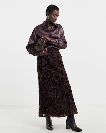 Berry Liquid Satin Oversized Shirt