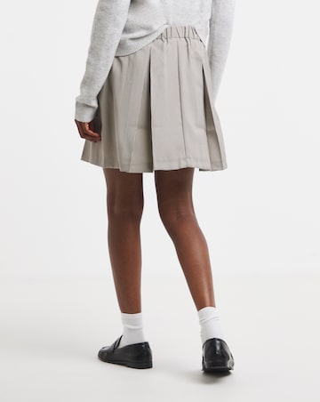 Pleated Brushed Check Mini Skirt