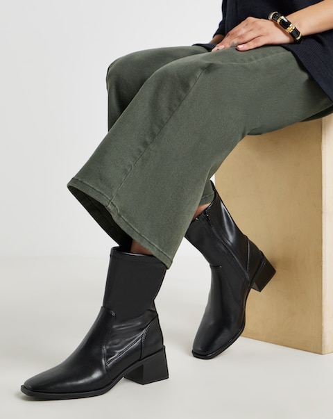 Kendal Block Heel Ankle Sock Boots - Extra Wide Fit (EEE)