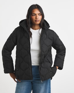 Black Short Quilted Jacket - Image