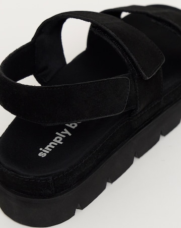Simply Be Chara Suede Touch and Close Sandals - Wide Fit (E)