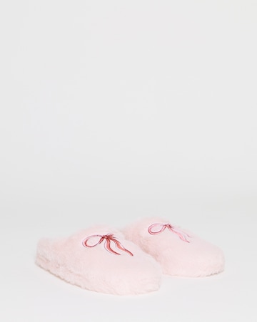 Sonnet Bow Fluffy Slippers - Wide Fit (E)