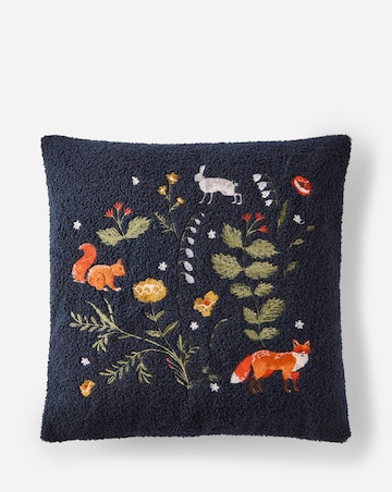Woodland Animals Embroidered Boucle Cushion