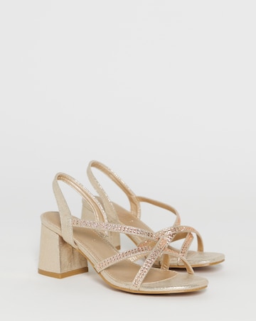 Anita Diamante Crossover Strap Block Heel Sandals - Wide Fit (E)