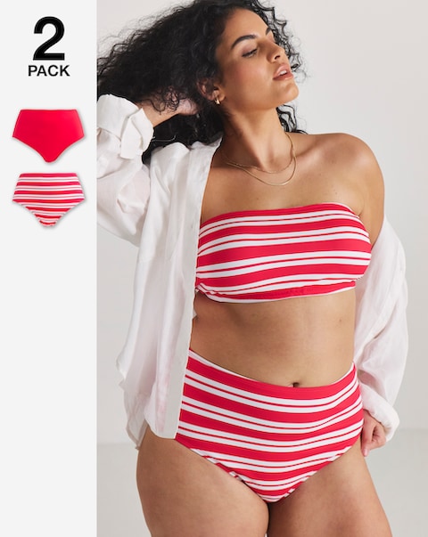 Simply Be 2 Pack Value High Leg Bikini Bottoms