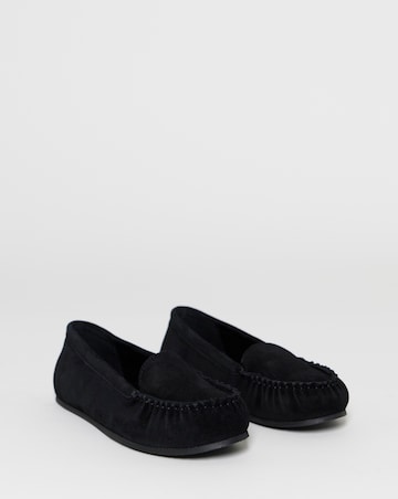 Gretel Suede Puckered Flat Loafers - Wide Fit (E)