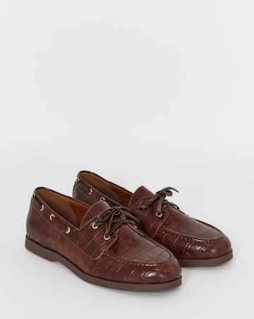Delly Croc Effect Boat Shoes - Extra Wide Fit (EEE)