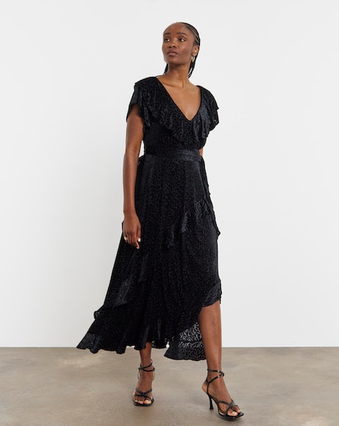Joanna Hope Maxi Ruffle Burnout Dress