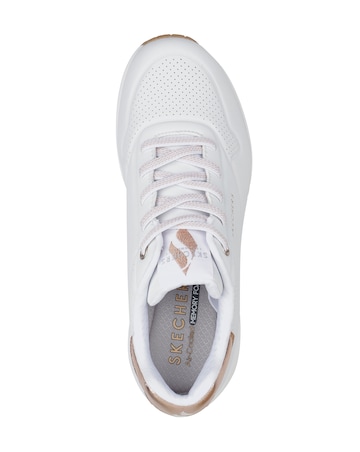 Skechers White Uno Shimmer Away Trainers - Wide Fit (E)